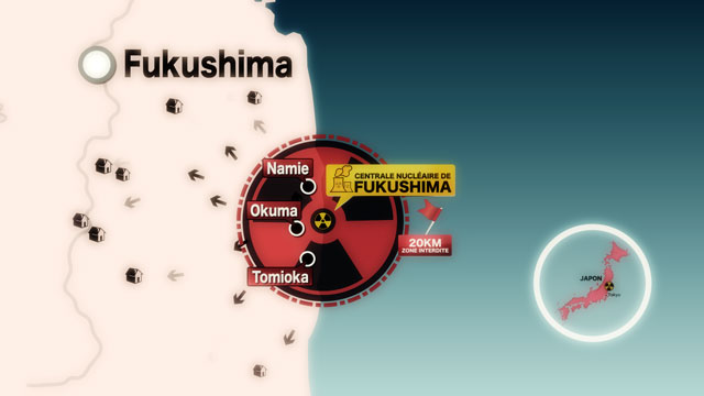 habillage graphique du documentaire "Fukushima - Retour en zone rouge"